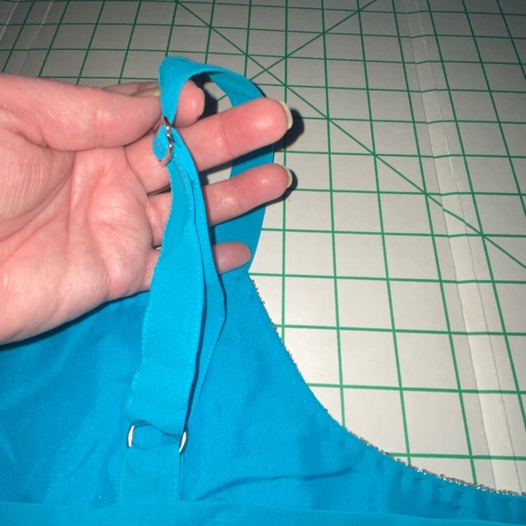 Turquoise/aqua formal 3 pc set, with silver geometric beading design, NWT, Sz 1X - Picture 13 of 16